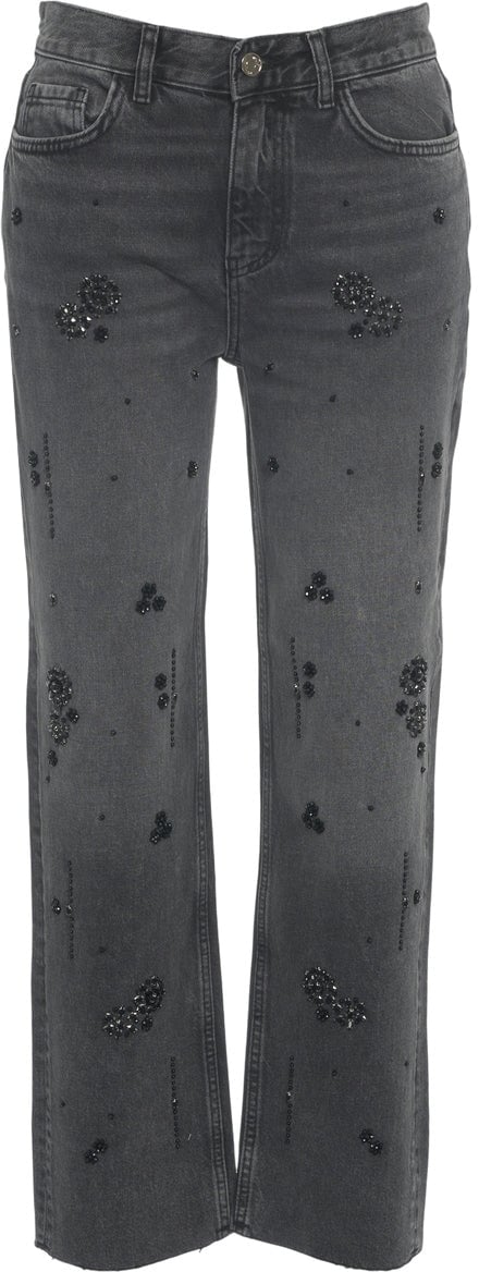 Liu Jo Straight leg jeans with rhinestones Zwart