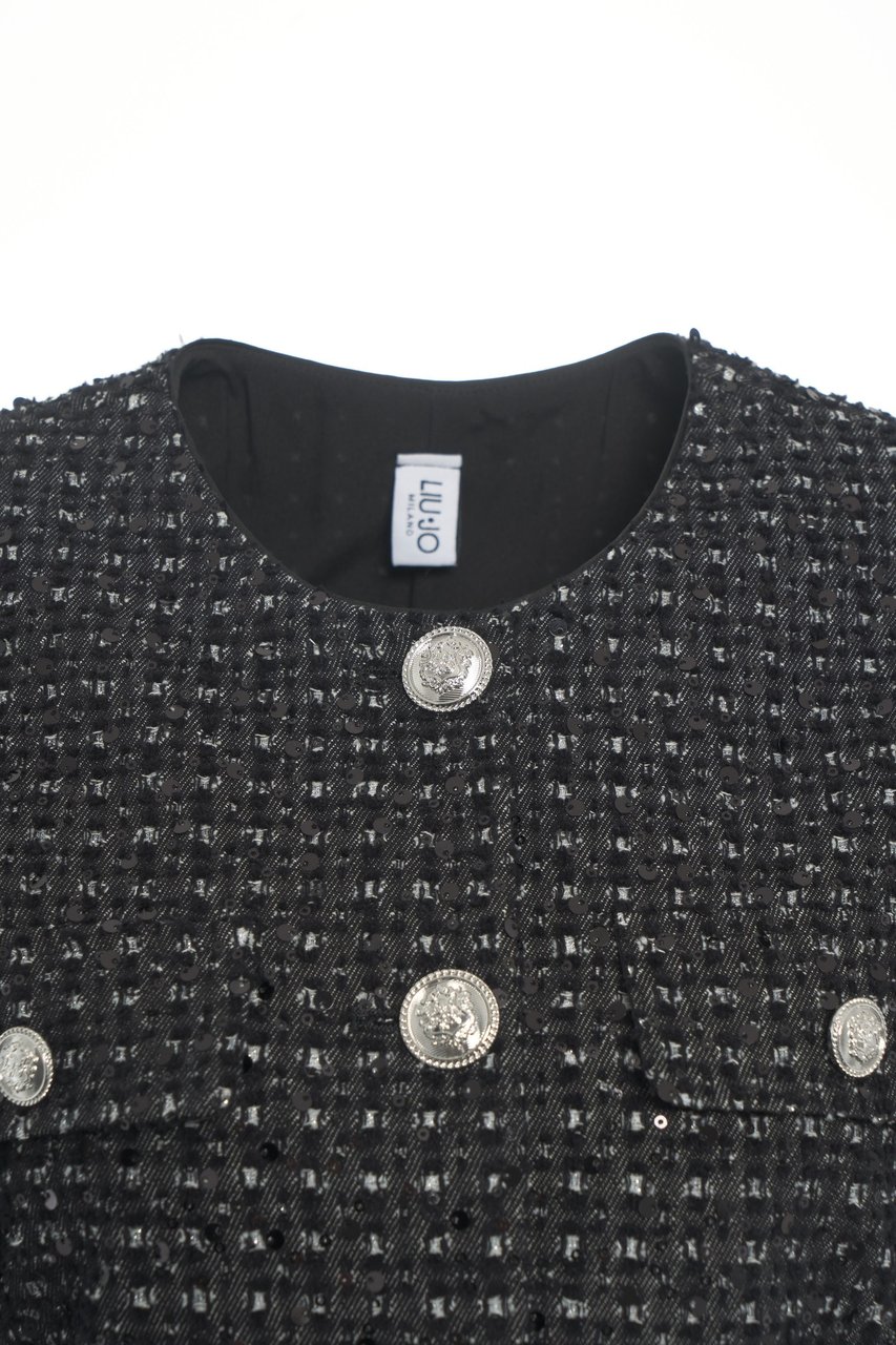 Liu Jo Cropped jacket with sequin application Zwart