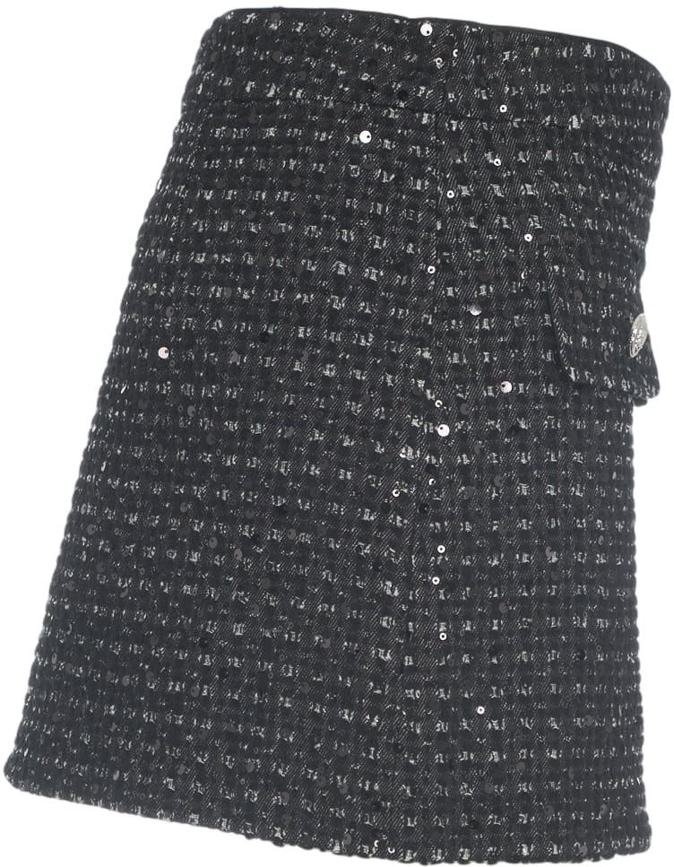 Liu Jo Bouclé mini skirt with sequins Zwart