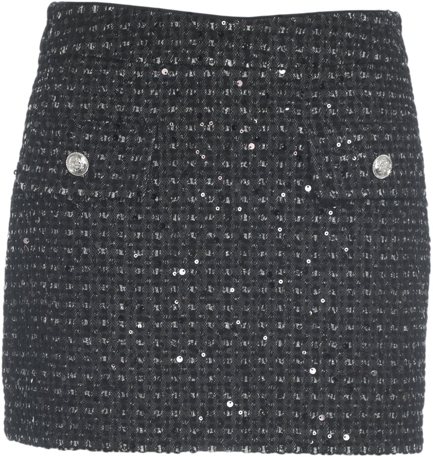 Liu Jo Bouclé mini skirt with sequins Zwart
