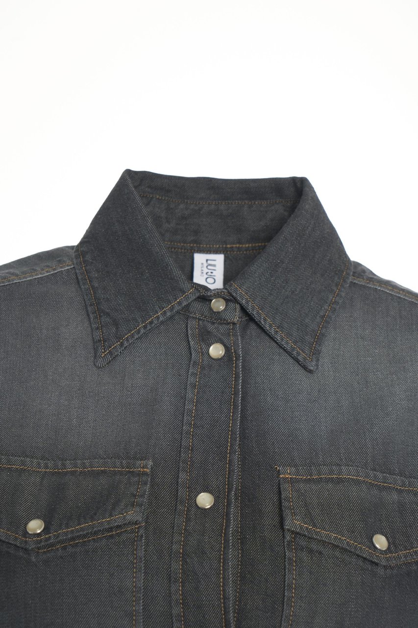Liu Jo Denim blouse with lace Zwart