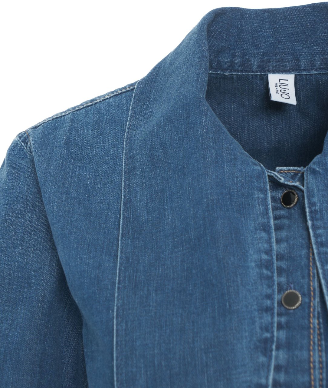 Liu Jo Denim blouse with bow collar Blauw