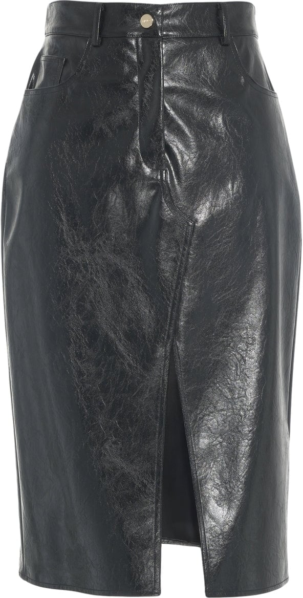 Liu Jo Faux leather midi skirt Zwart