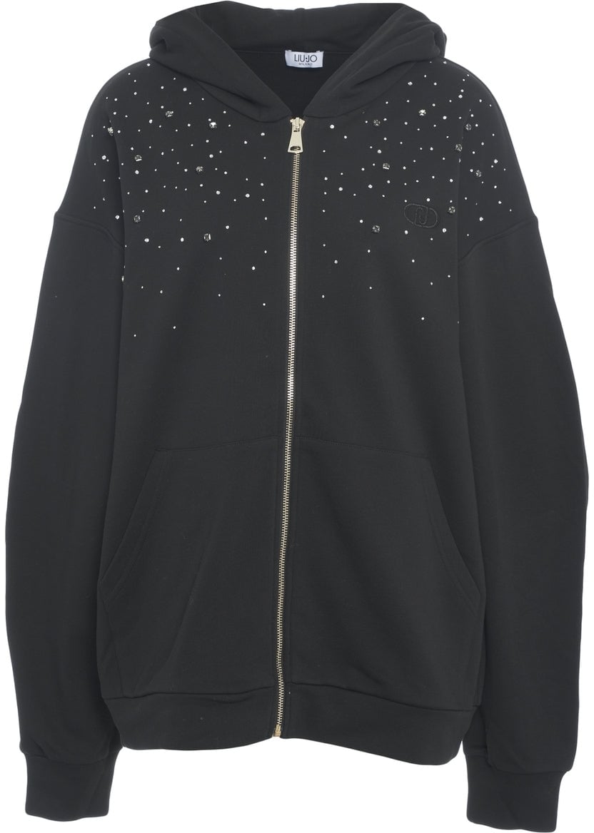 Liu Jo Hoodie with rhinestones Zwart
