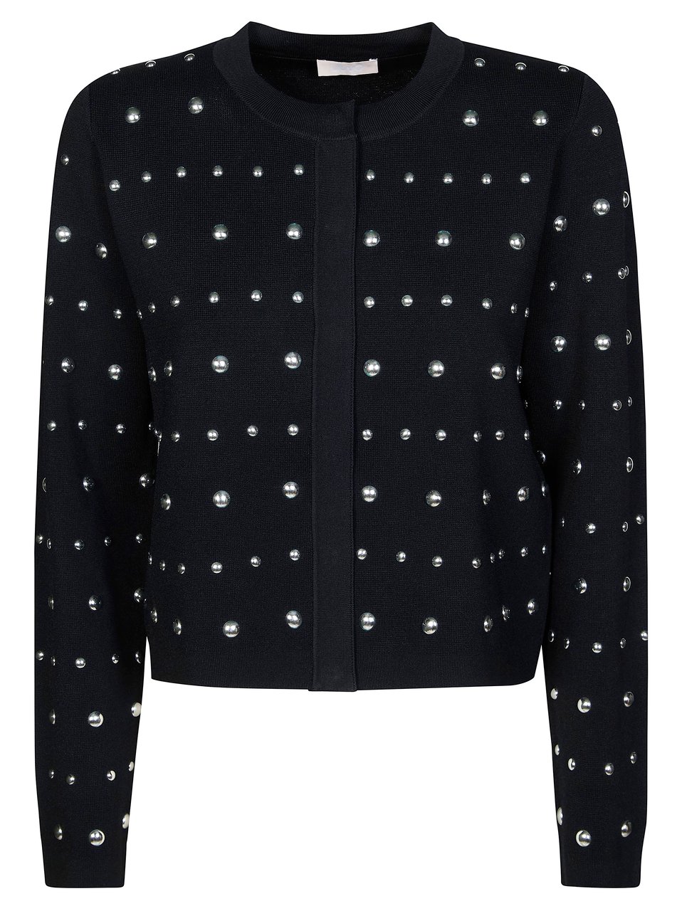 Liu Jo Black Studded Round Neck Cardigan Zwart