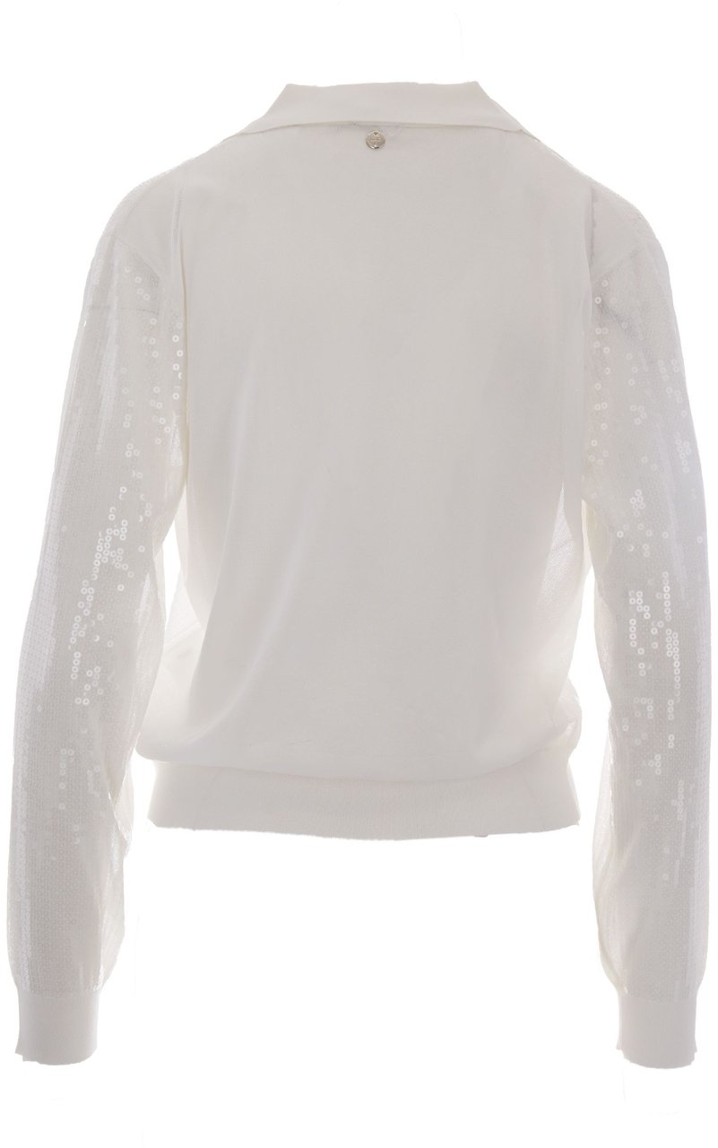 Liu Jo Top Bianco Lana Sequins Wit