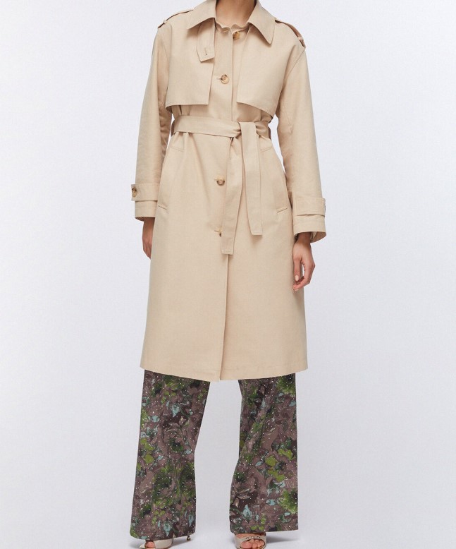 Liu Jo Beige Cotton Gabardine Trench Coat Neutraal