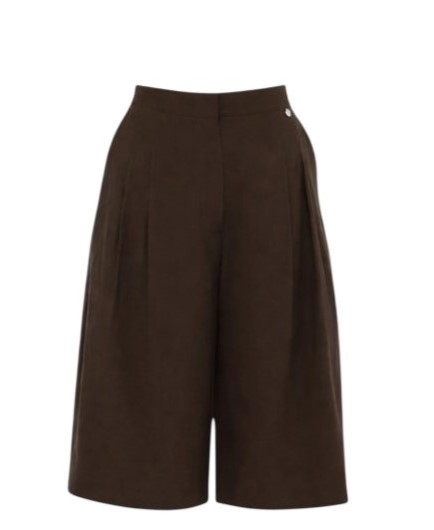Liu Jo High-Waisted Tailored Bermuda Shorts In Linen Blend Zwart