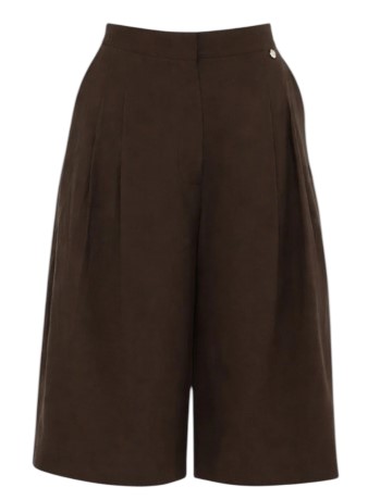 Liu Jo High-Waisted Tailored Bermuda Shorts In Linen Blend Zwart