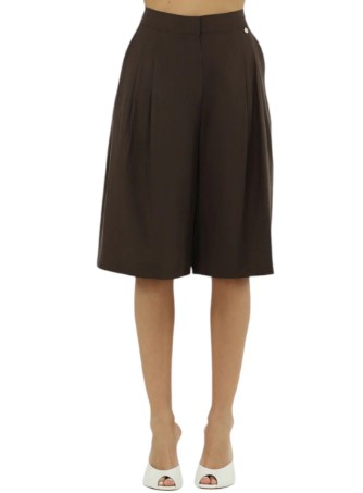 Liu Jo High-Waisted Tailored Bermuda Shorts In Linen Blend Zwart