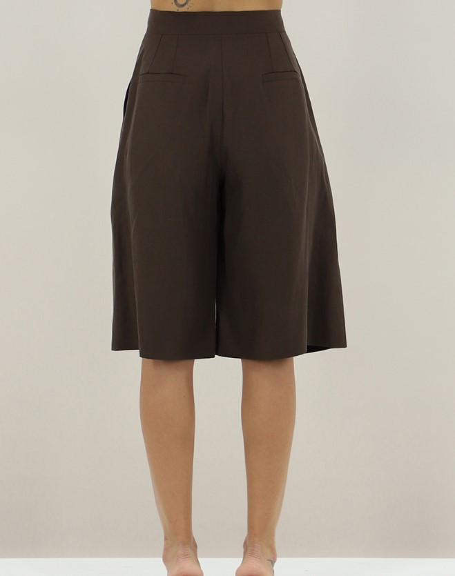 Liu Jo High-Waisted Tailored Bermuda Shorts In Linen Blend Zwart