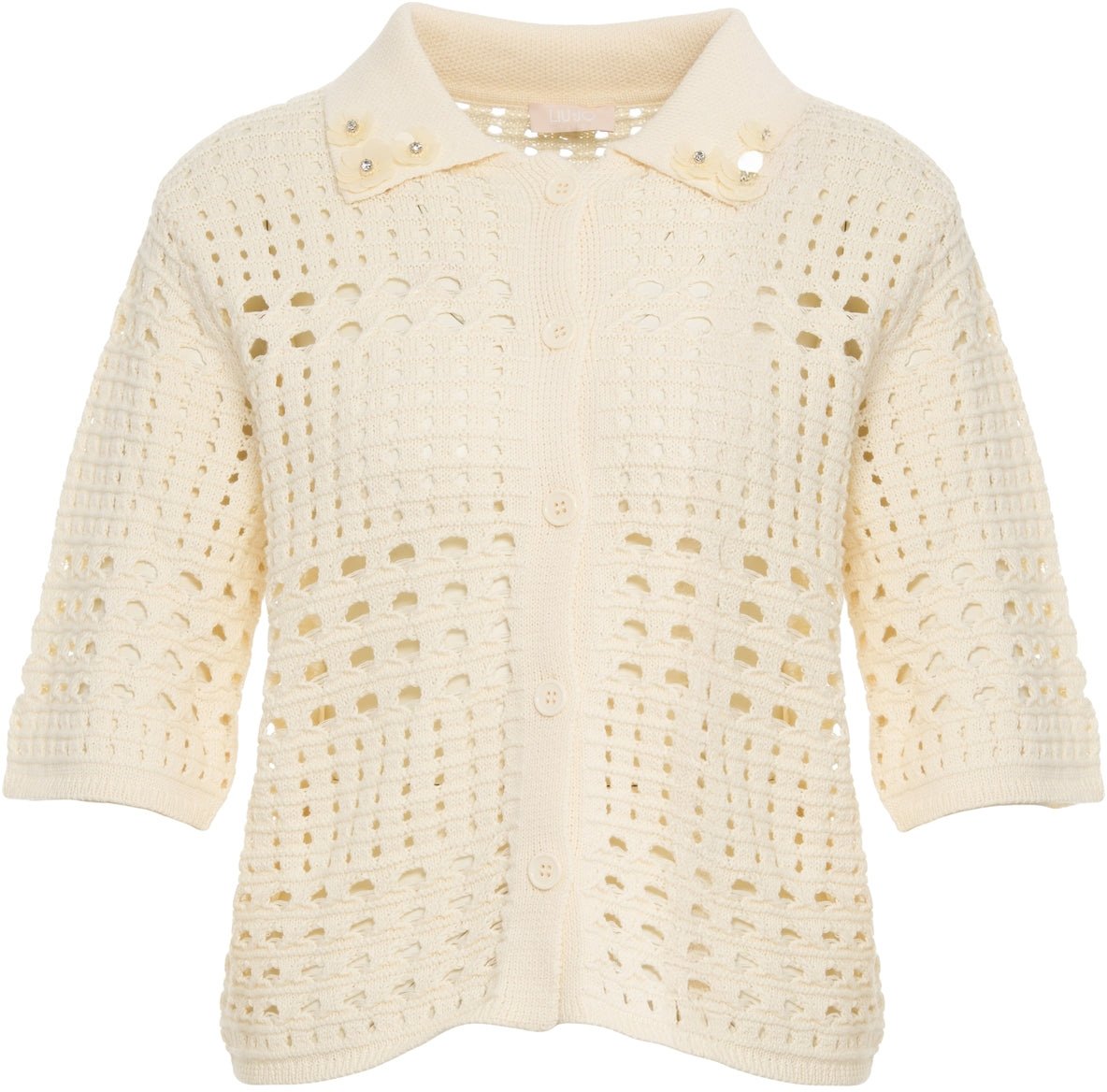 Liu Jo Openwork knit cardigan Beige
