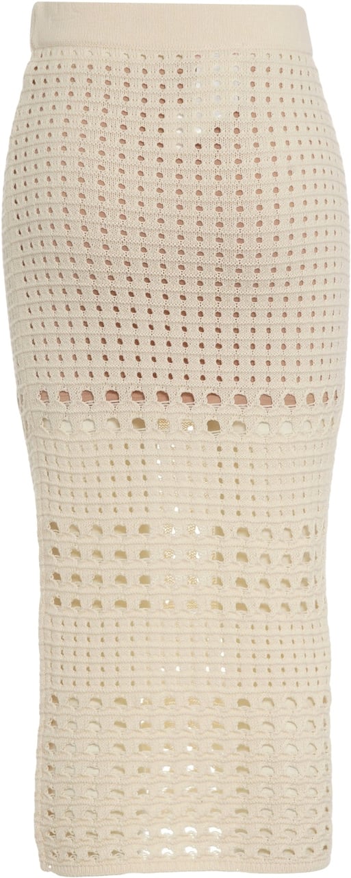 Liu Jo Crochet knit midi skirt Beige