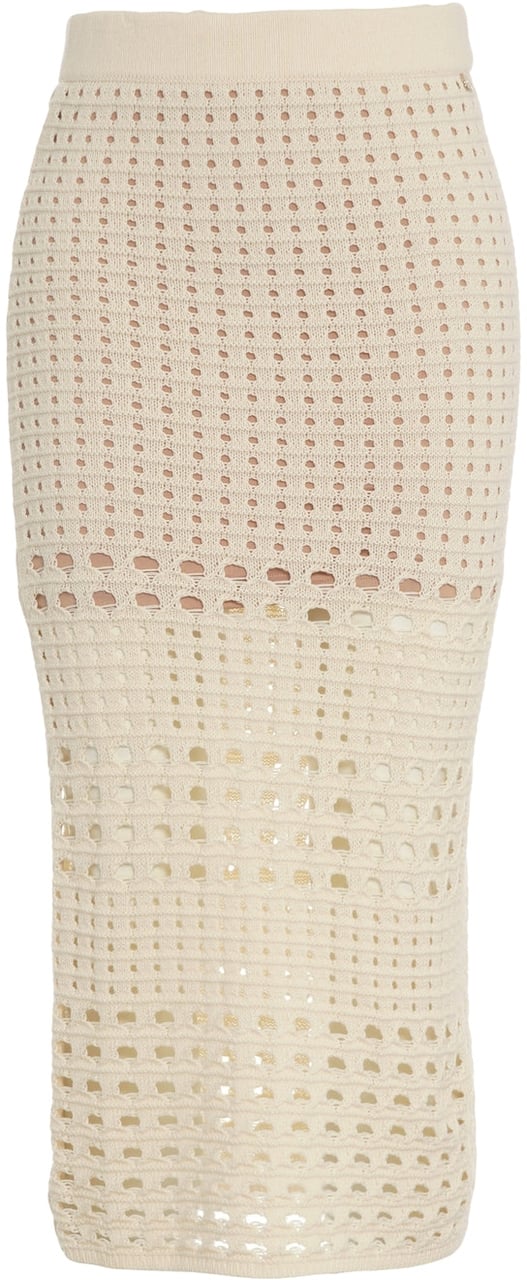 Liu Jo Crochet knit midi skirt Beige
