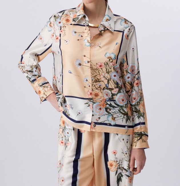 Liu Jo Printed Twill Shirt Classic Blouse Neutraal