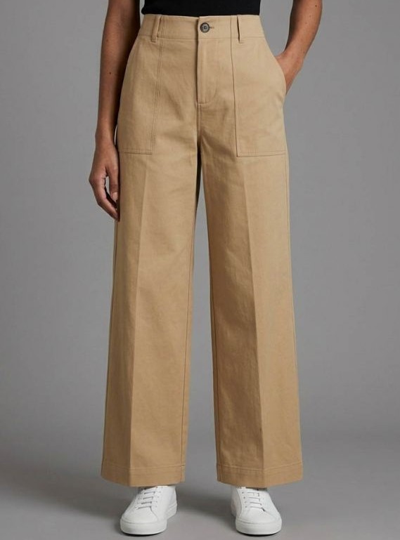 Liu Jo Wide-Leg Chino Trousers With Flap Pocket Design Neutraal