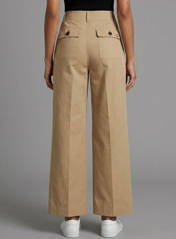 Liu Jo Wide-Leg Chino Trousers With Flap Pocket Design Neutraal