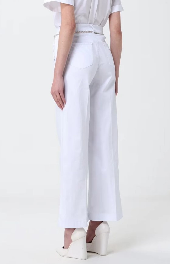 Liu Jo Flared High-Waisted Trousers With Jewel Belt Detail Wit