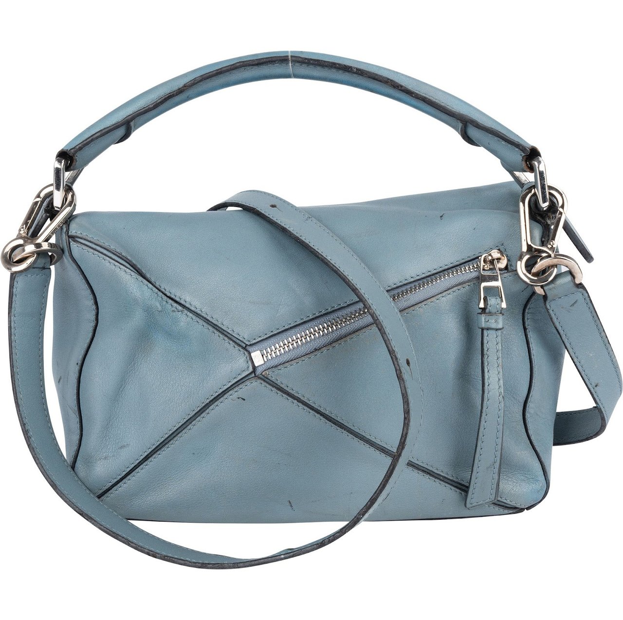 Loewe Blue Leather Puzzle Handbag Blauw