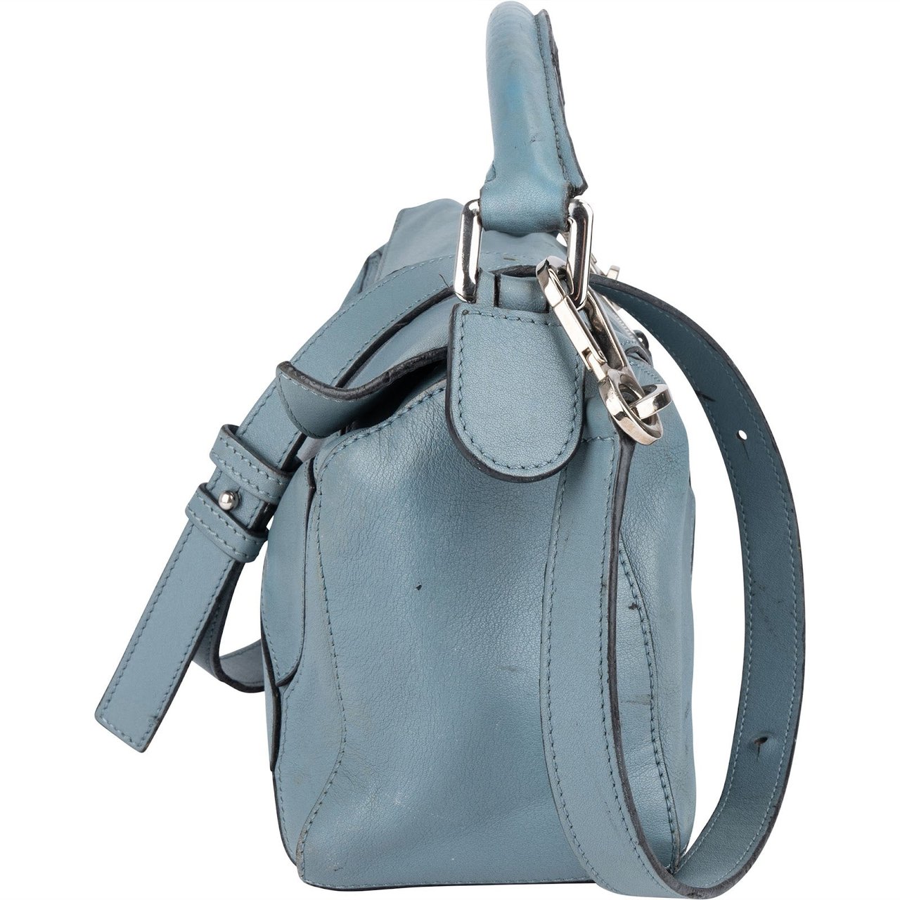 Loewe Blue Leather Puzzle Handbag Blauw