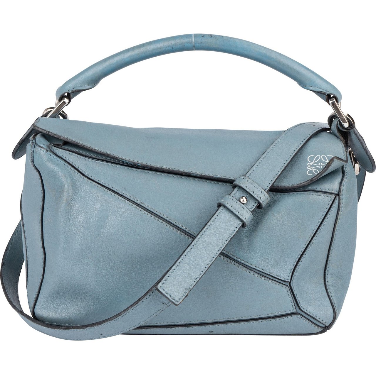 Loewe Blue Leather Puzzle Handbag Blauw