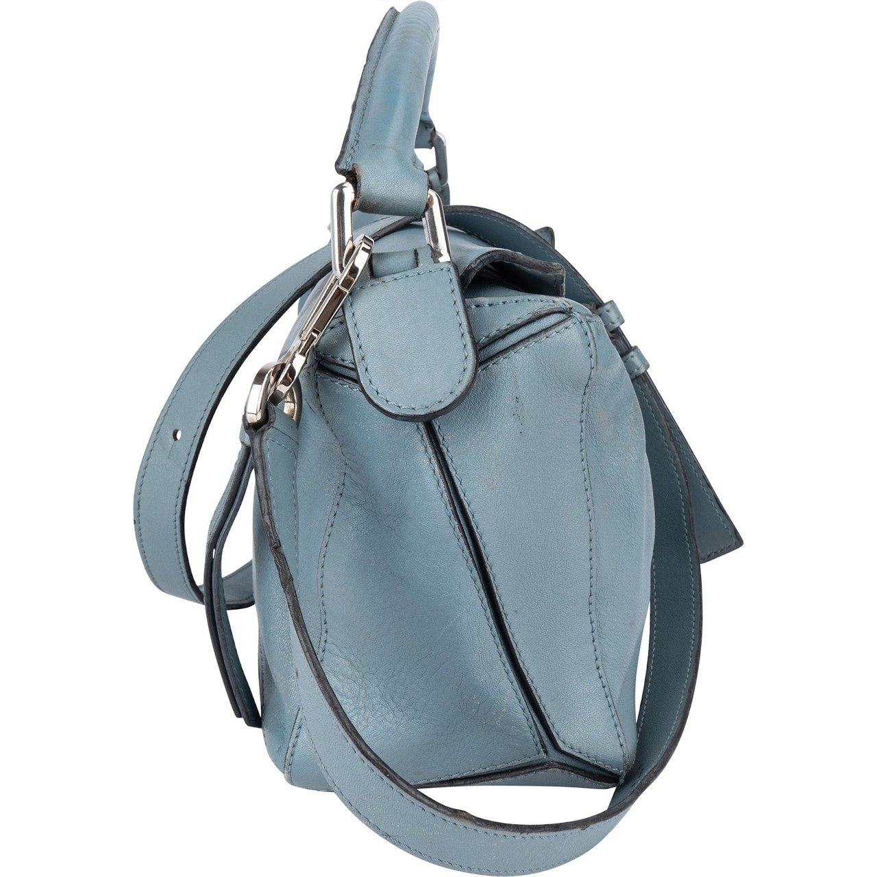 Loewe Blue Leather Puzzle Handbag Blauw