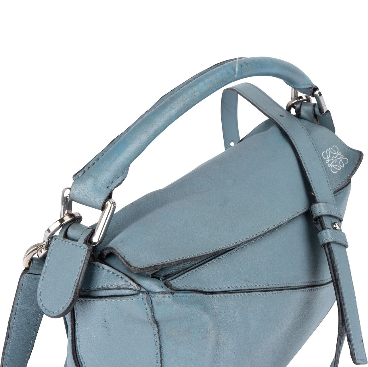 Loewe Loewe Blue Leather Puzzle Handbag Blauw