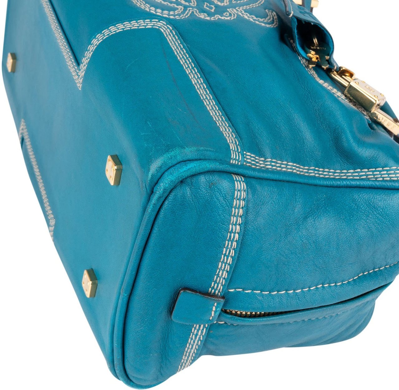 Loewe Loewe Blue Calfskin Leather Amazona Handbag Blauw