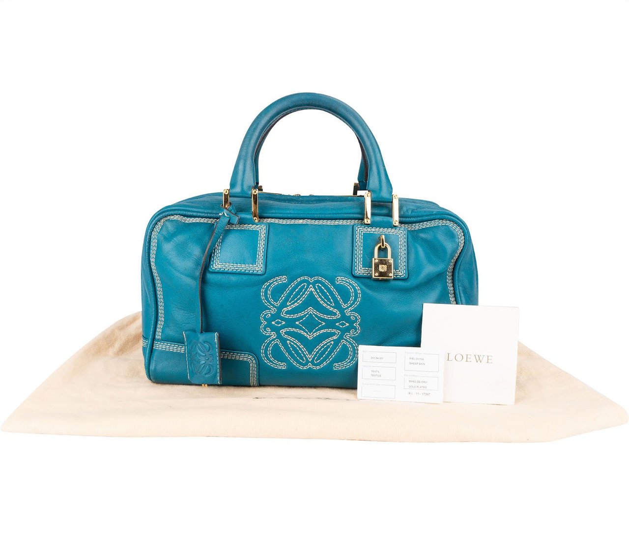 Loewe Loewe Blue Calfskin Leather Amazona Handbag Blauw