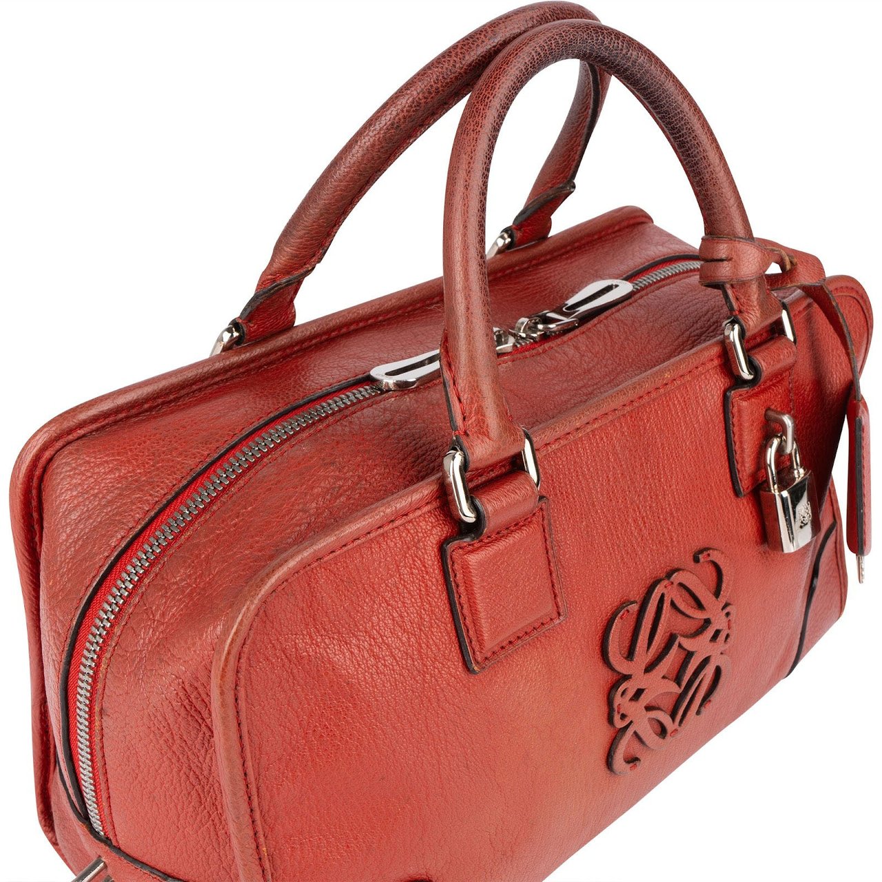Loewe Loewe Red Leather Amazona Handbag Rood