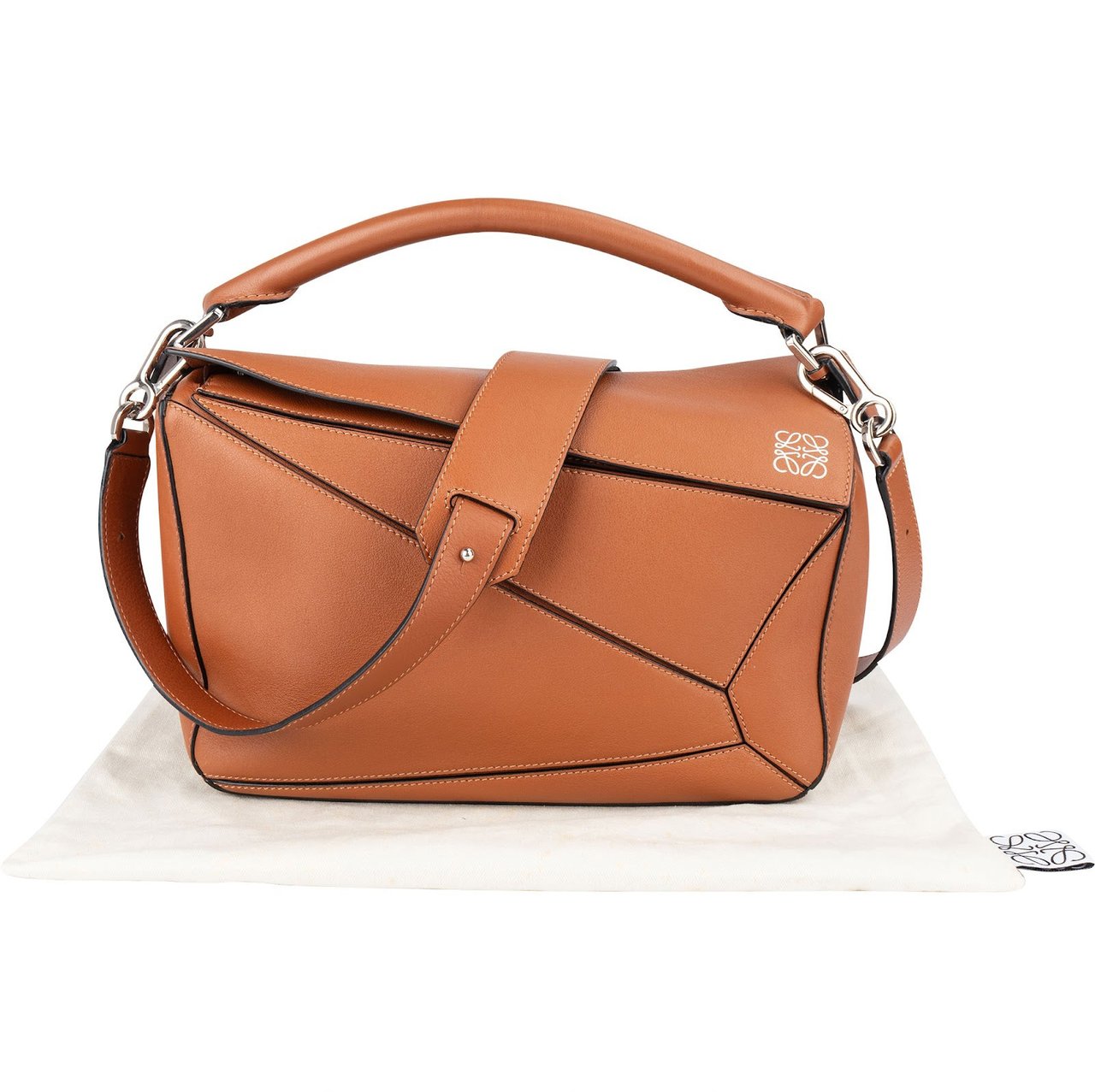 Loewe Brown Leather Puzzle Handbag Bruin