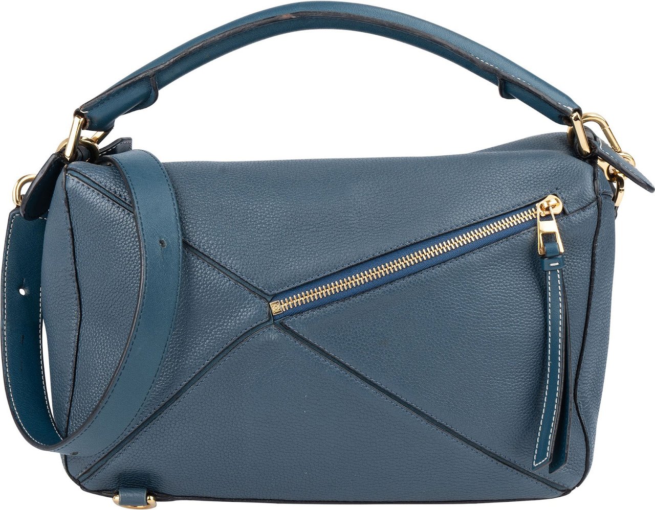 Loewe Blue Leather Puzzle Handbag Blauw