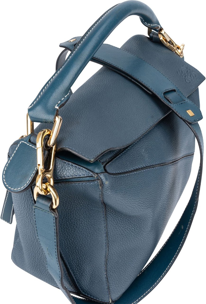 Loewe Loewe Blue Leather Puzzle Handbag Blauw