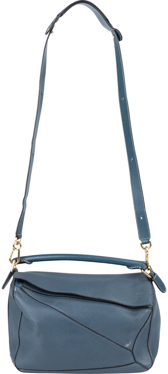 Loewe Blue Leather Puzzle Handbag Blauw