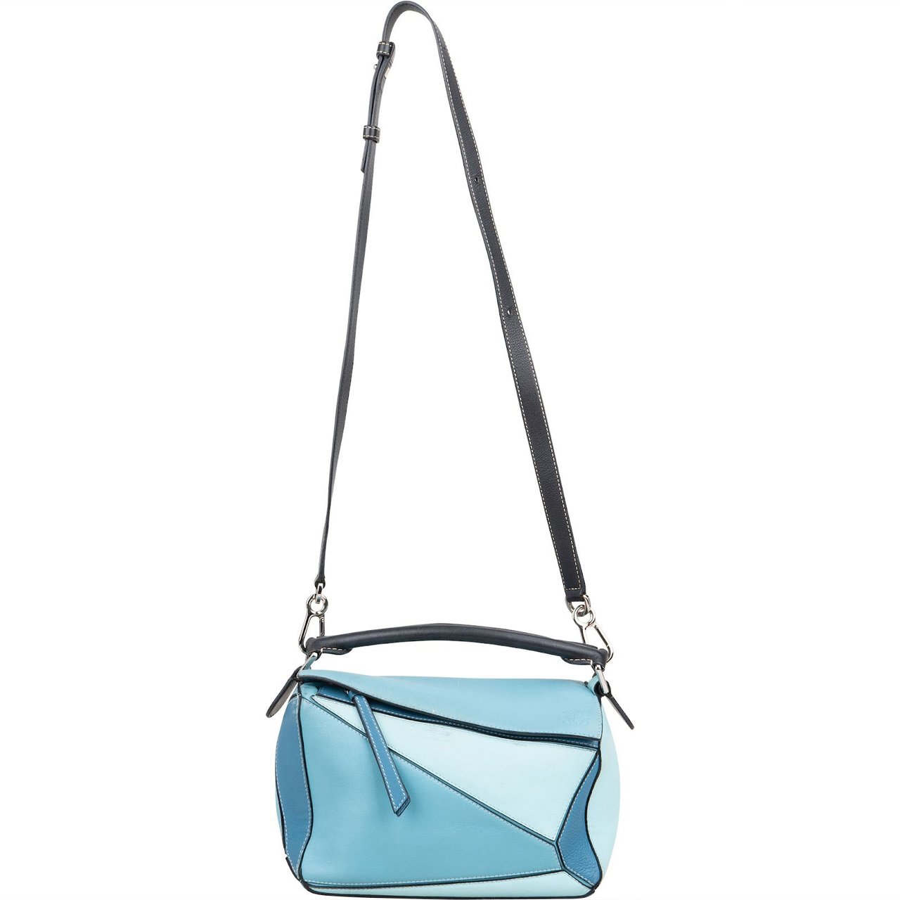 Loewe Loewe Tricolor Leather Puzzle Crossbody Handbag Blauw