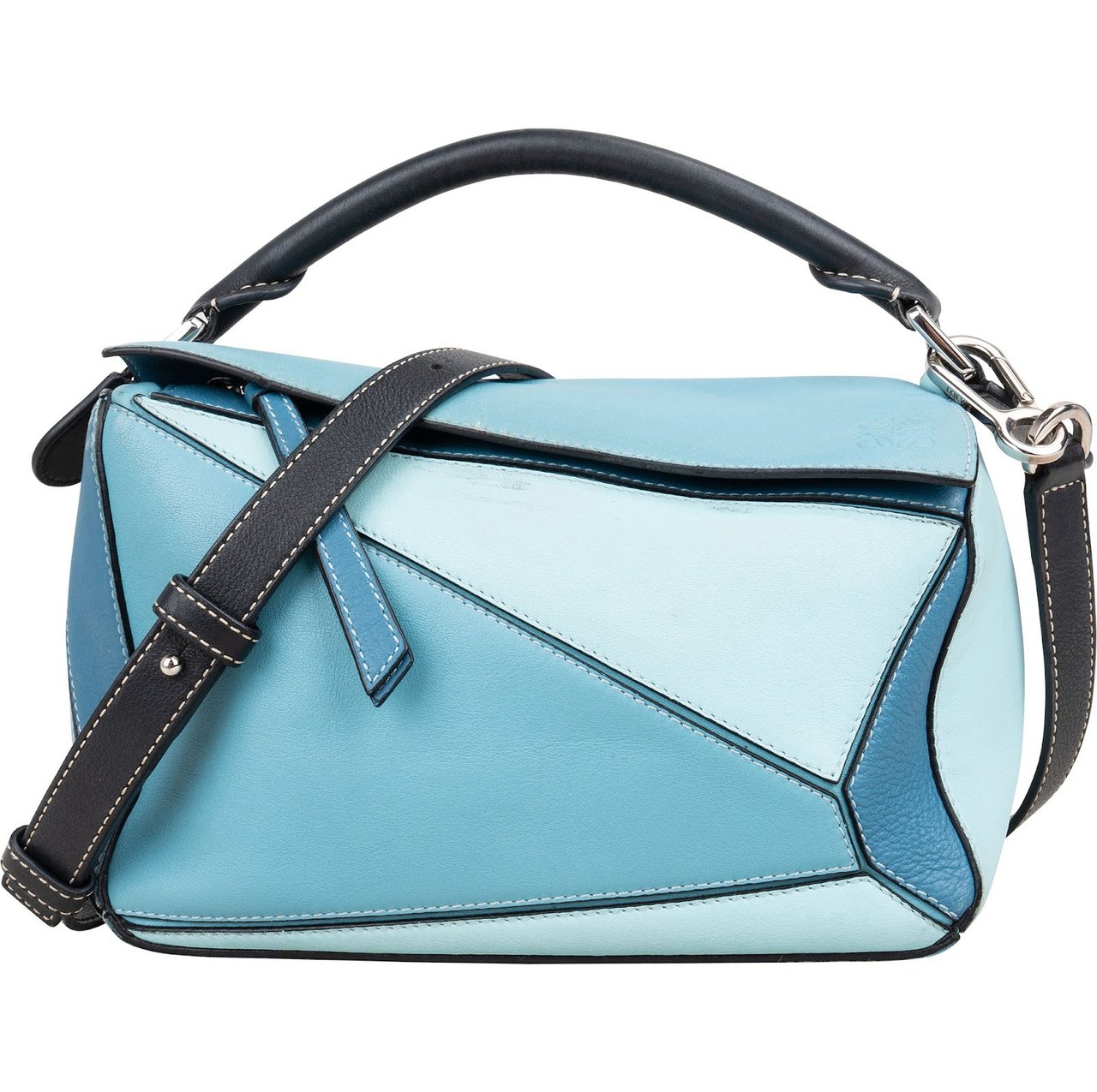 Loewe Loewe Tricolor Leather Puzzle Crossbody Handbag Blauw
