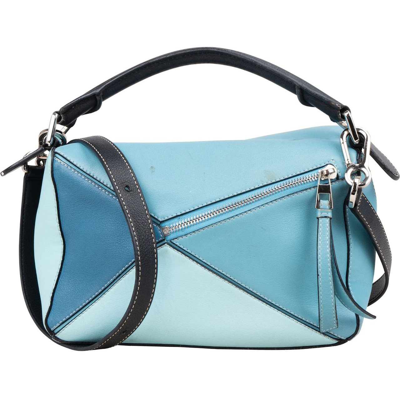 Loewe Loewe Tricolor Leather Puzzle Crossbody Handbag Blauw