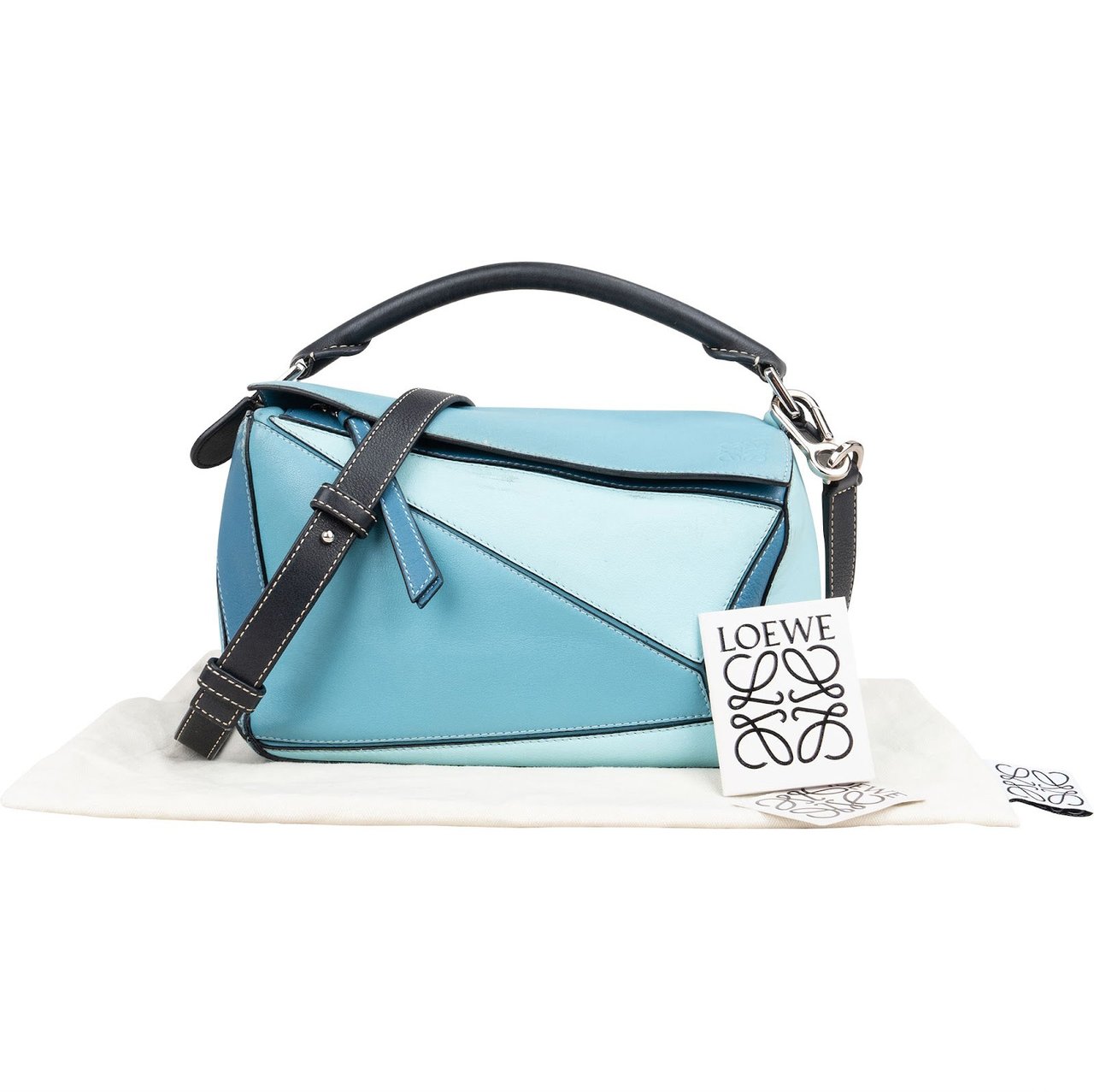 Loewe Loewe Tricolor Leather Puzzle Crossbody Handbag Blauw
