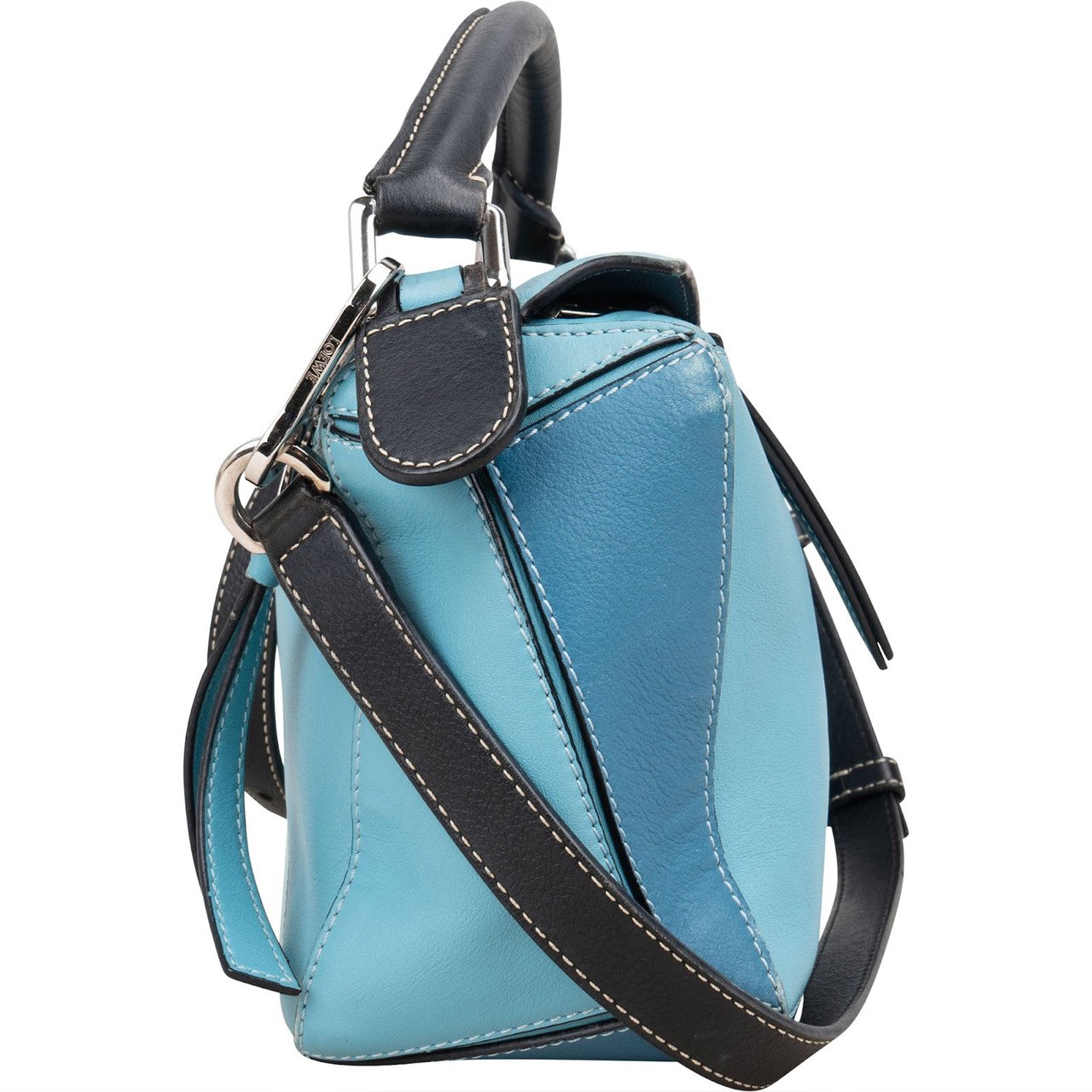 Loewe Loewe Tricolor Leather Puzzle Crossbody Handbag Blauw