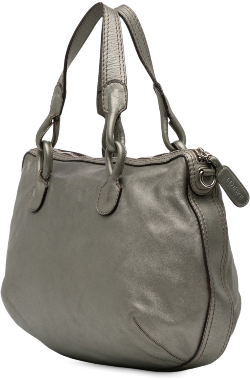 Loewe Metallic Leather Fiesta Satchel Groen