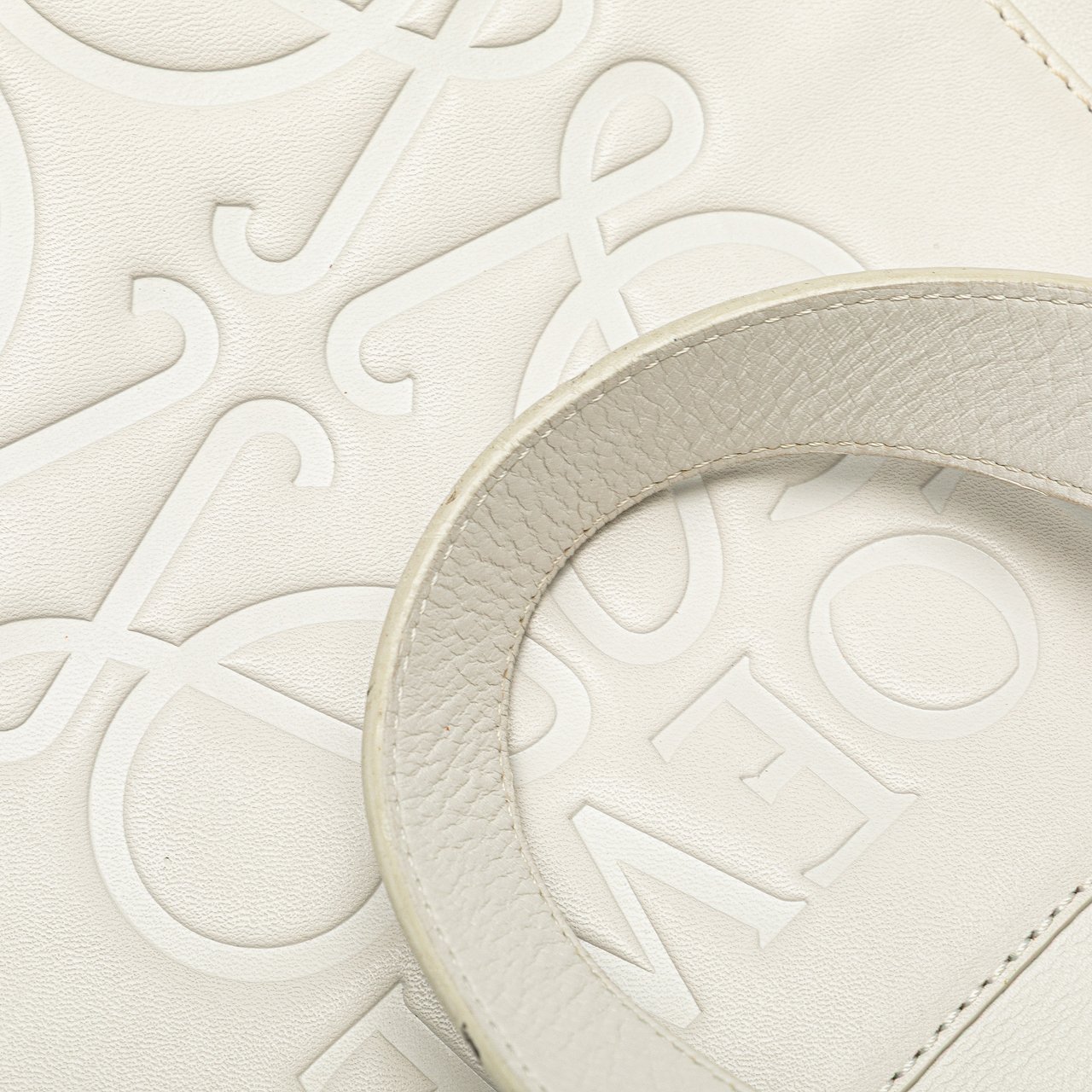 Loewe Anagram Leather Shopper Tote Wit