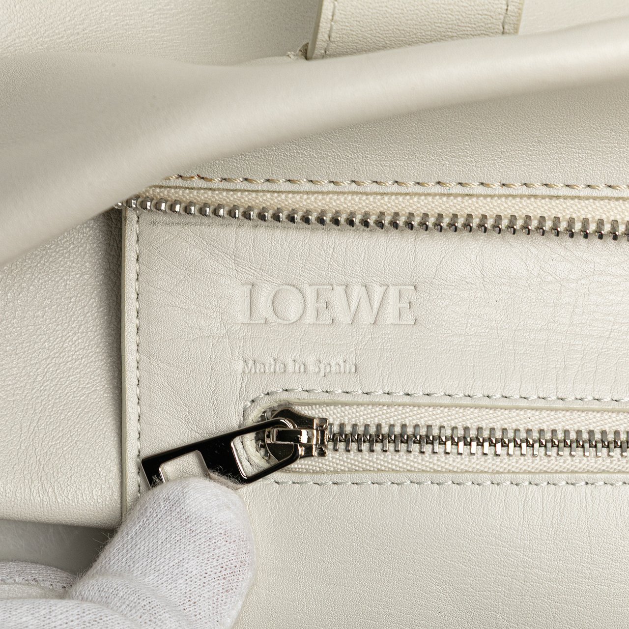 Loewe Anagram Leather Shopper Tote Wit