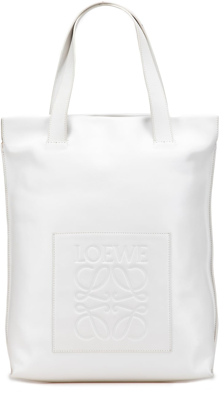 Loewe Anagram Leather Shopper Tote Wit