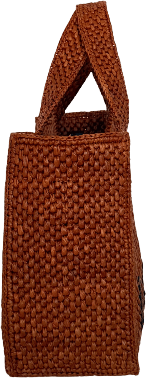 Loewe Loewe kleine Font Tote Bag aus Bast Braun / neuwertig Bruin