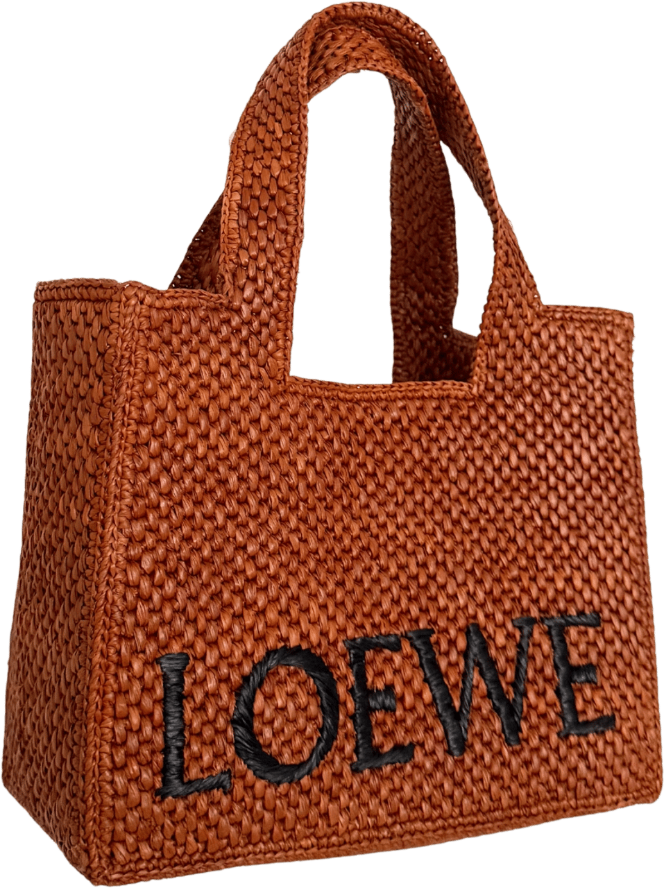 Loewe Loewe kleine Font Tote Bag aus Bast Braun / neuwertig Bruin