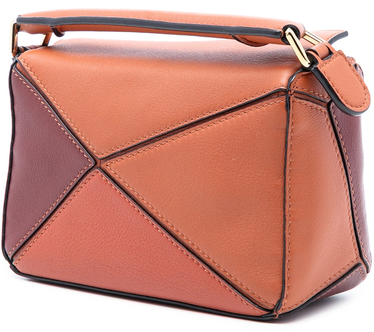 Loewe Mini Tricolor Calfskin Puzzle Satchel Oranje
