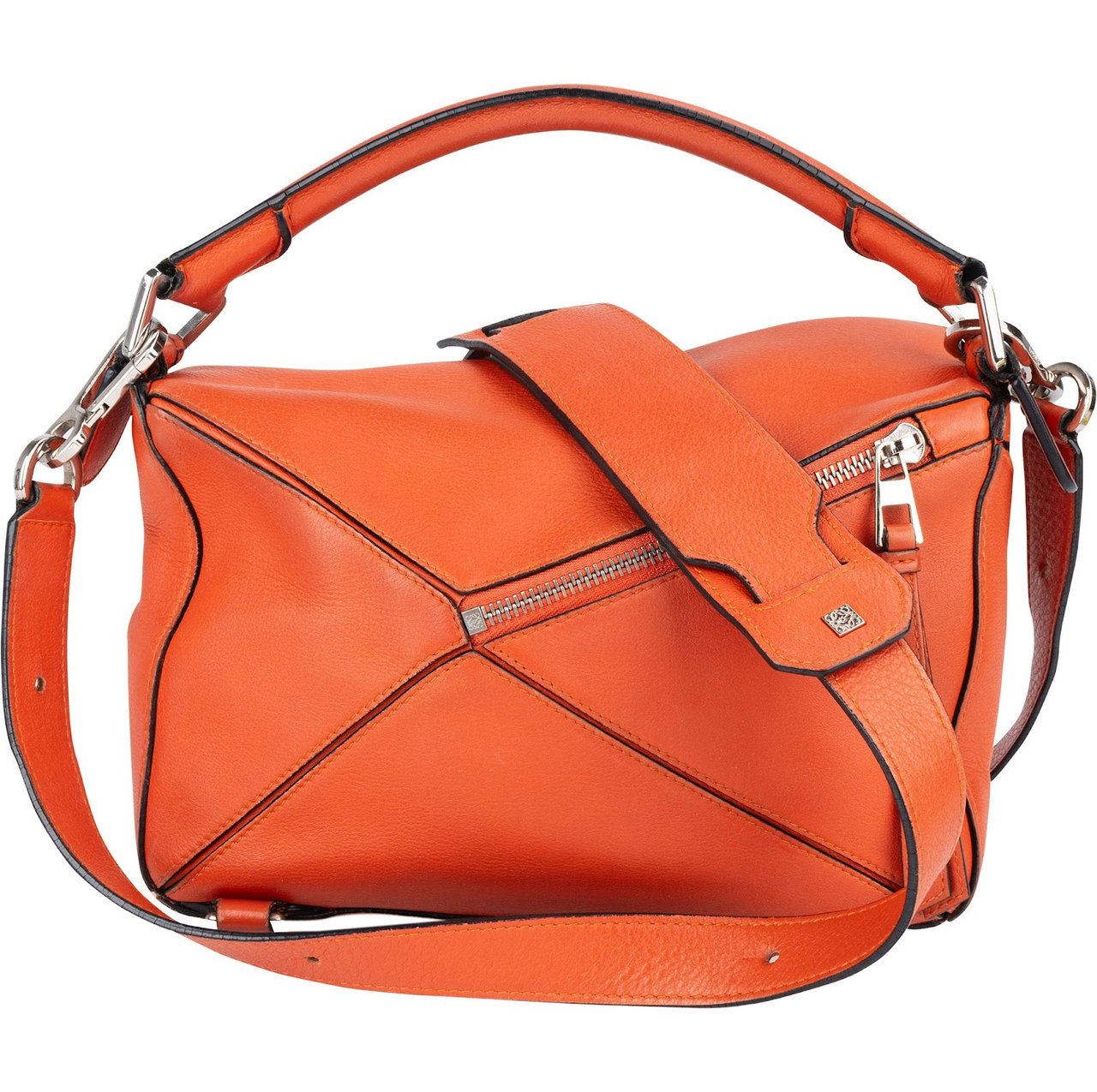 Loewe Orange Leather Puzzle Crossbody Handbag Oranje