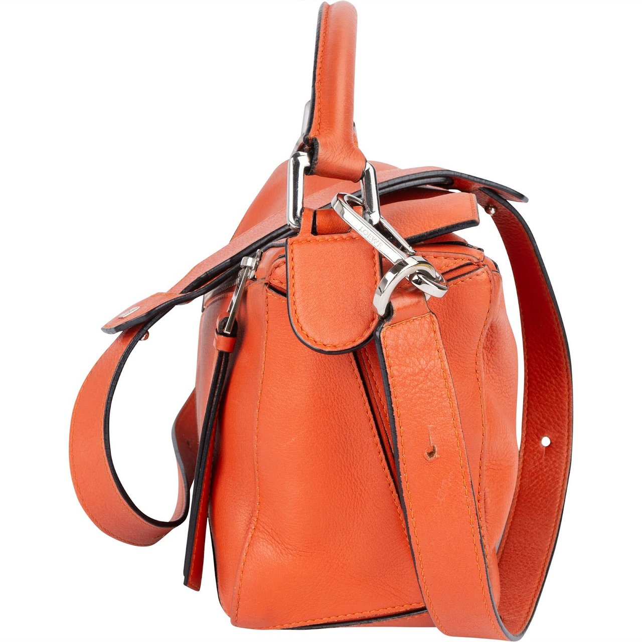 Loewe Orange Leather Puzzle Crossbody Handbag Oranje