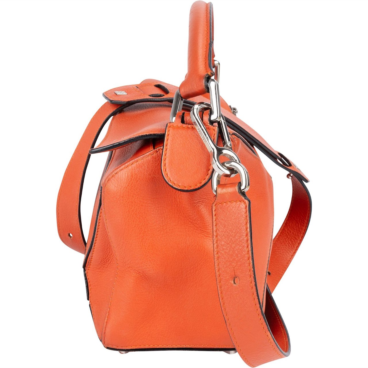 Loewe Orange Leather Puzzle Crossbody Handbag Oranje
