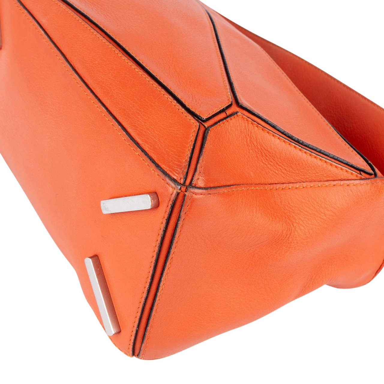 Loewe Orange Leather Puzzle Crossbody Handbag Oranje
